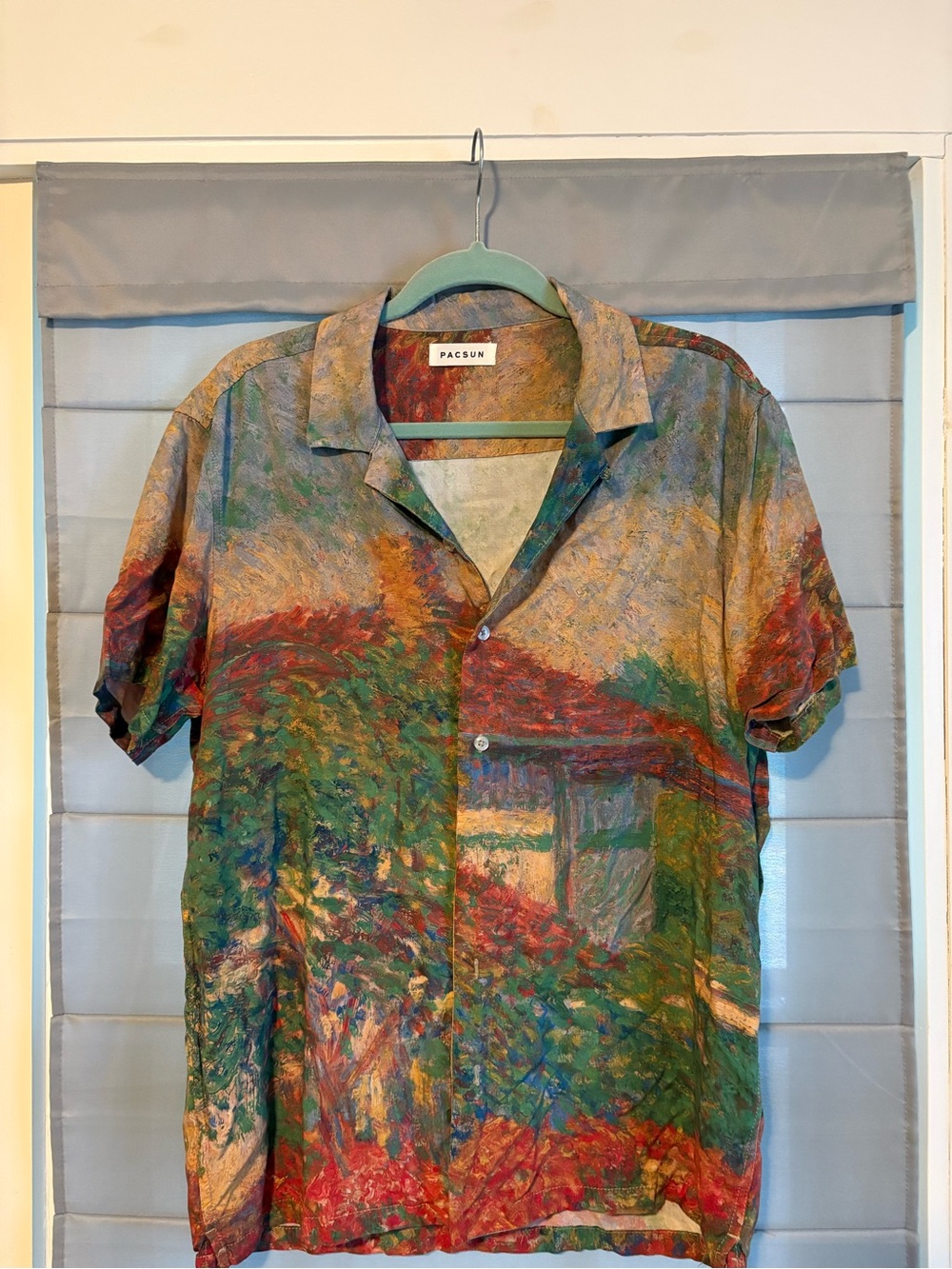 PacSun Multicolor Impressionist Landscape Button-Up Shirt